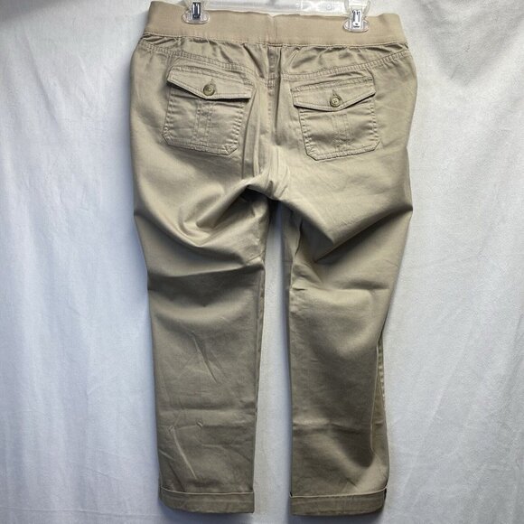 Old Navy Maternity Cuffed Ankle Pants Women Size 2 Khaki Stretch With Pockets - Picture 2 of 16